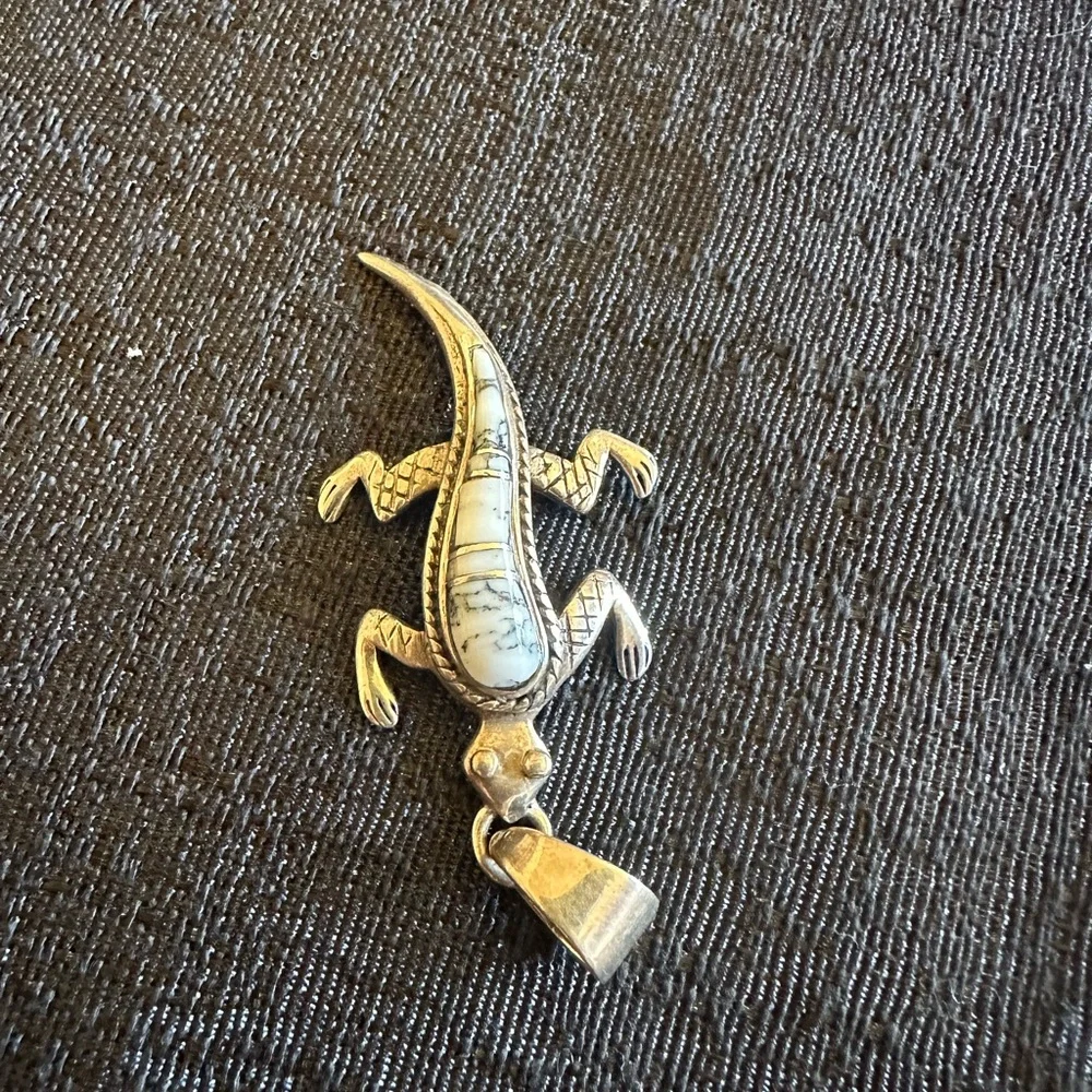 Sterling Lizard Reptile Pendant Necklace Charm